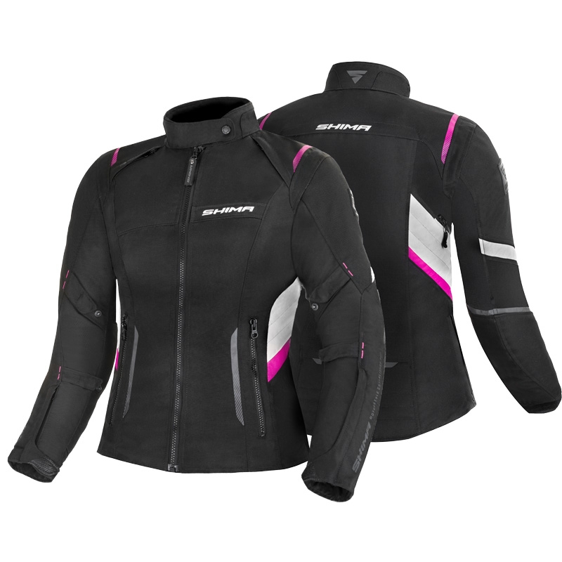 Damen Shima Rush Schwarz-Grau-Rosa Motorradjacke Ausverkauf
