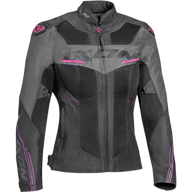 Damen Motorradjacke IXON Draco schwarz-grau-rosa Ausverkauf