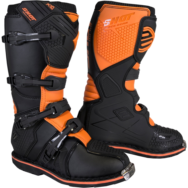 Shot X10 2.0 schwarz-fluo orange Motorradstiefel Ausverkauf