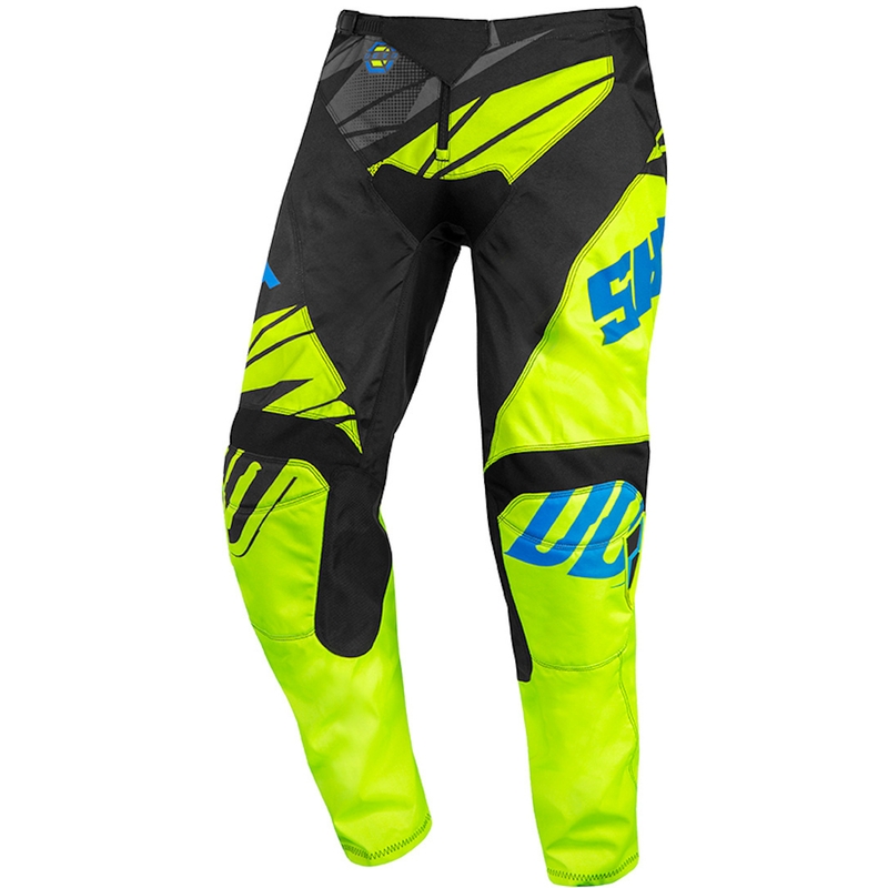 Kinder Motocross Hose Shot Devo Ventury schwarz-blau-fluo gelb Ausverkauf