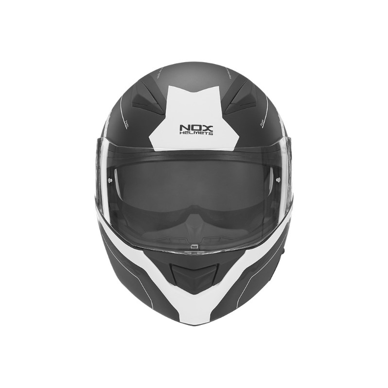 NOX N965 Peak schwarz-weißer klappbarer Motorradhelm