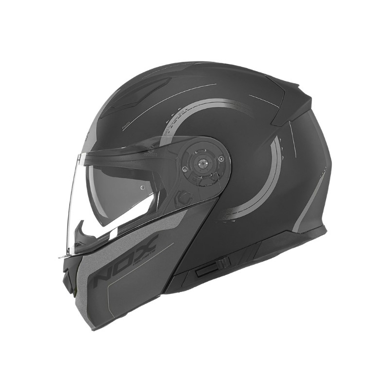 NOX N965 Peak schwarz und silber klappbarer Motorradhelm