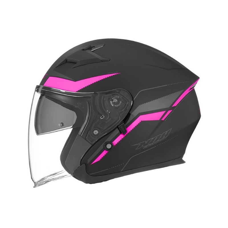 Offener Motorradhelm NOX N127 Late schwarz und rosa