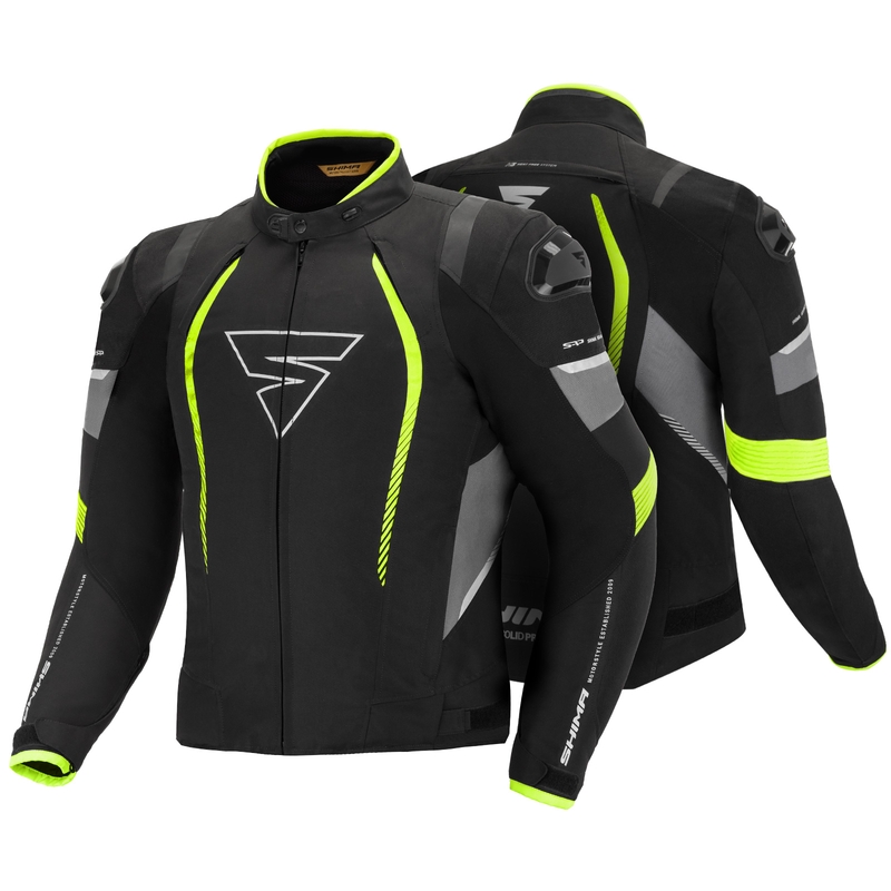 Shima Solid Pro schwarz-grau-fluo gelb Motorradjacke