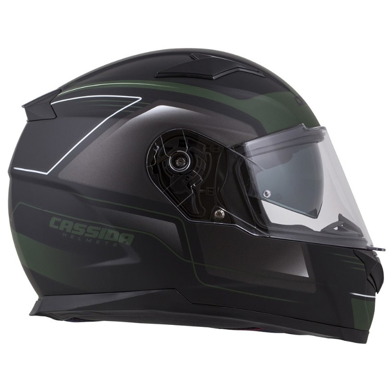 Cassida Apex Fusion Schwarz-Armee Grün Motorradhelm Ausverkauf