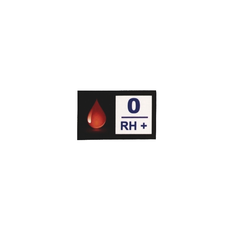 Aufkleber mit Blutgruppe 0 RH+