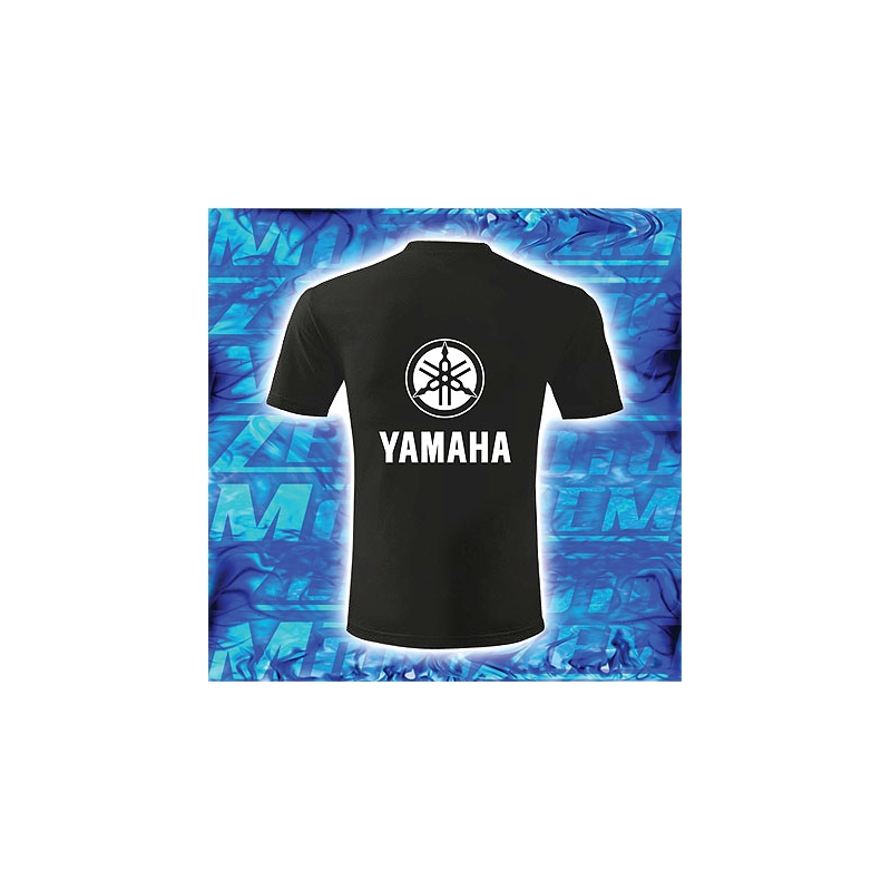 T-shirt s motivem Yamaha schwarz mit weißem Druck