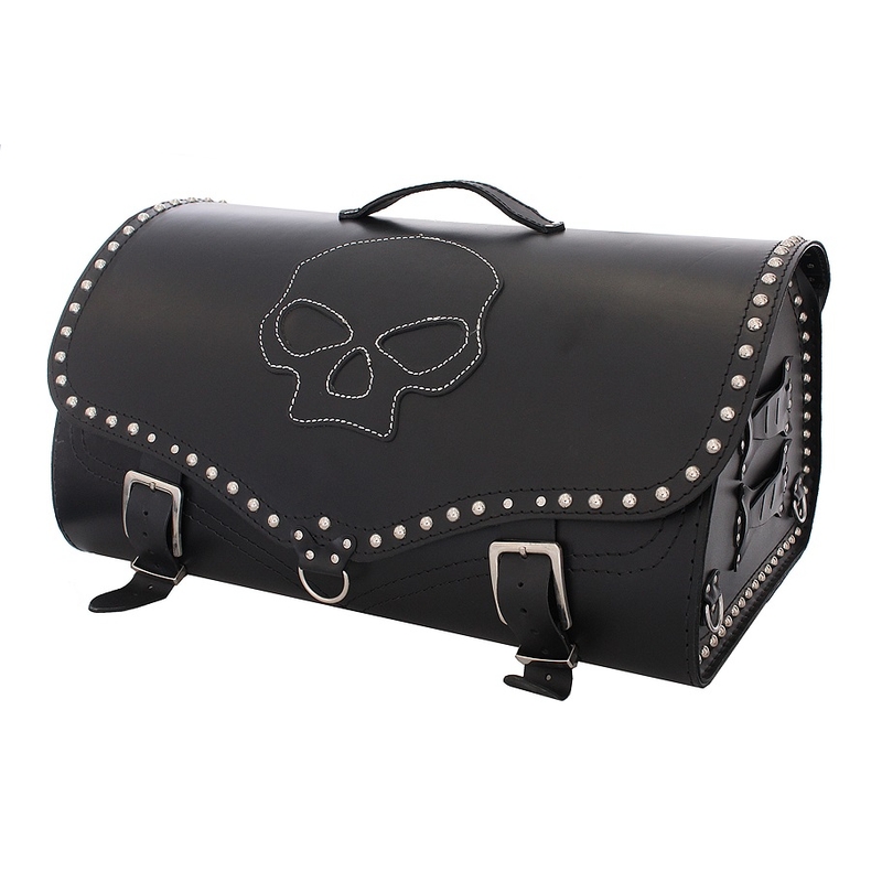 Chopper RSA-222B Motorradtasche aus Leder mit Totenkopf Ausverkauf