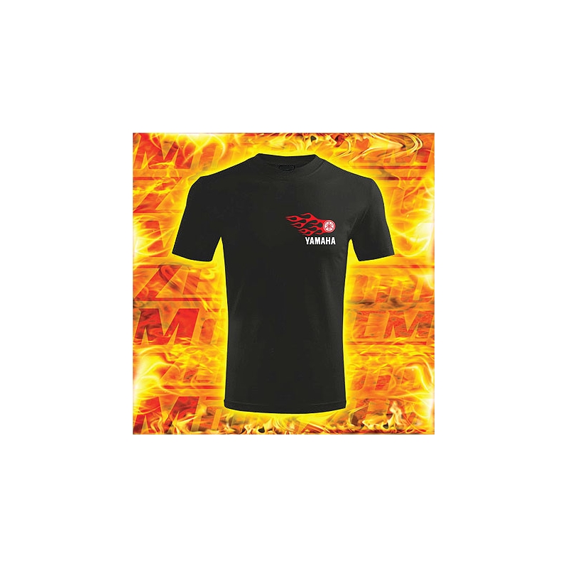 T-shirt s motivem Yamaha schwarz mit Flammen
