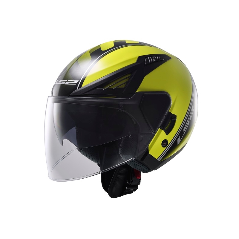 Motorradhelm offen LS2 OF586 Bishop Atom gelb-schwarz Ausverkauf